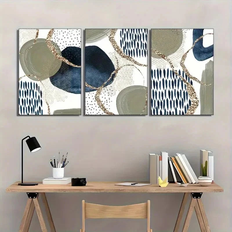 3pcs Vibrant Abstract Art Wall Decor Metal Print Ready to Hang Art