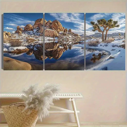 3pcs Winter Desert Oasis Wall Art Canvas Unframed - High Quality Print 100% Australian Made Wall Canvas