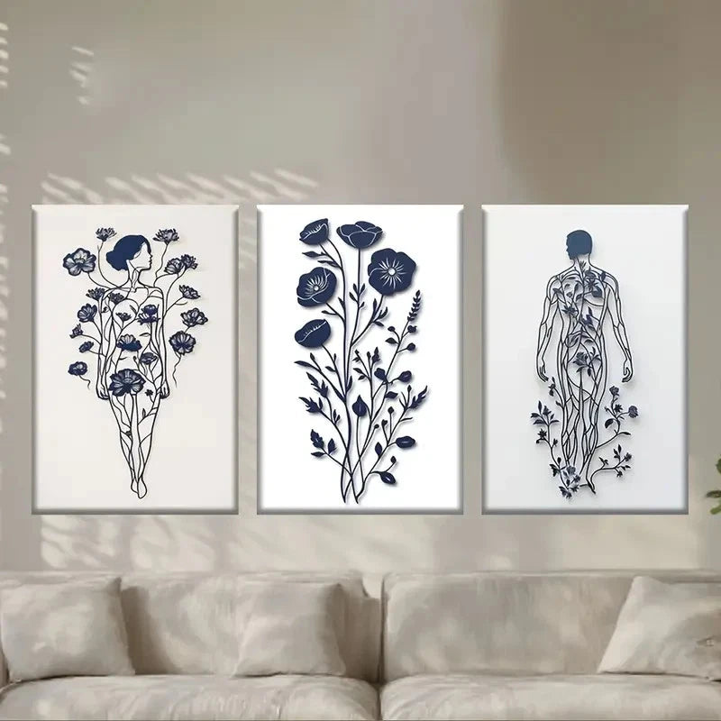 3pcs Fashion Abstract Human Structure Metal Print Ready to Hang Art