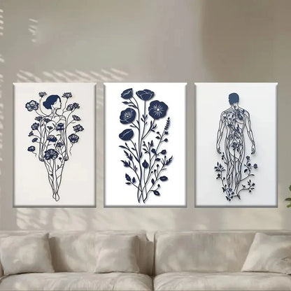 3pcs Fashion Abstract Human Structure Metal Print Ready to Hang Art