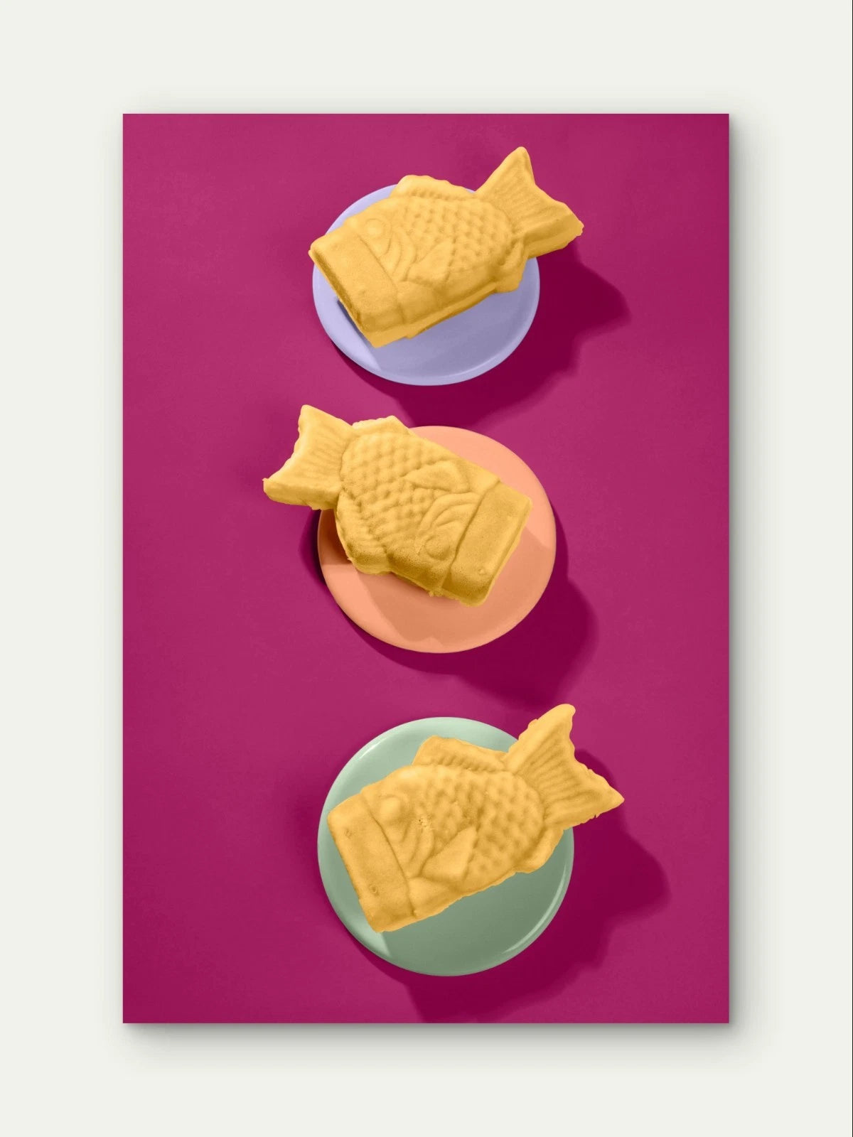 Vibrant Japanese Taiyaki Dessert Pastry Food 40x60cm Metal Print Ready to Hang