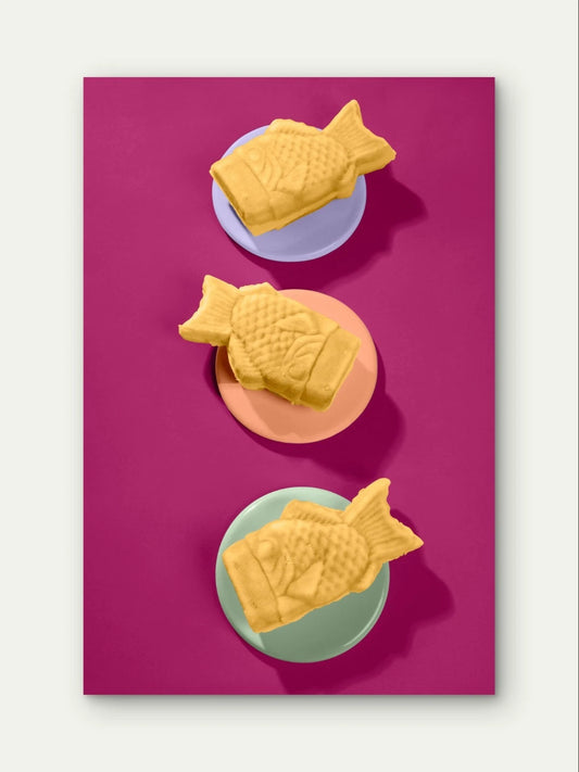 Vibrant Japanese Taiyaki Dessert Pastry Food 40x60cm Metal Print Ready to Hang