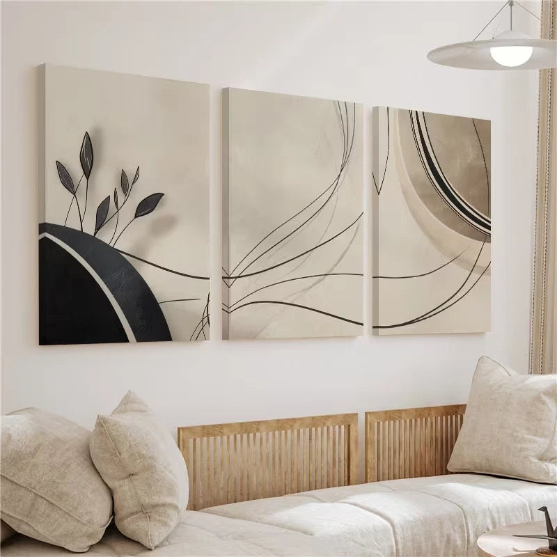 3pcs Abstract Line Color Painting Wall Art Set Canvas Framed 50x70cm - High Quality Print 100% Australian Made Wall Canvas Ready to Hang