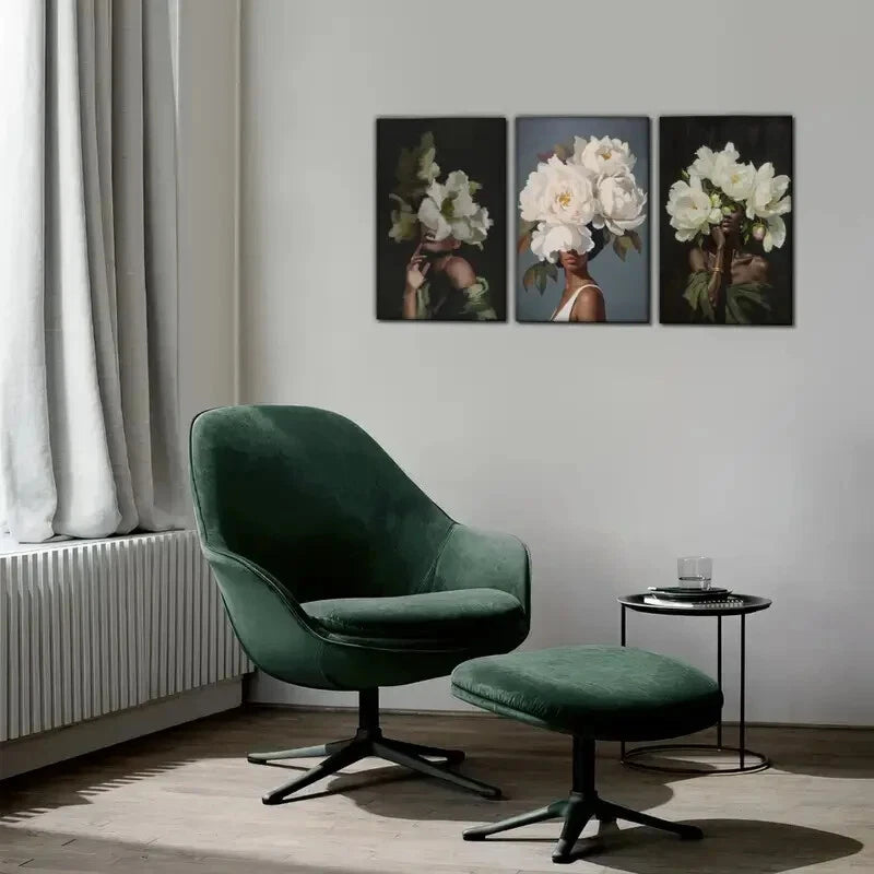 3pcs Touch of Sophistication Floral Wall Art Metal Print Ready to Hang Art