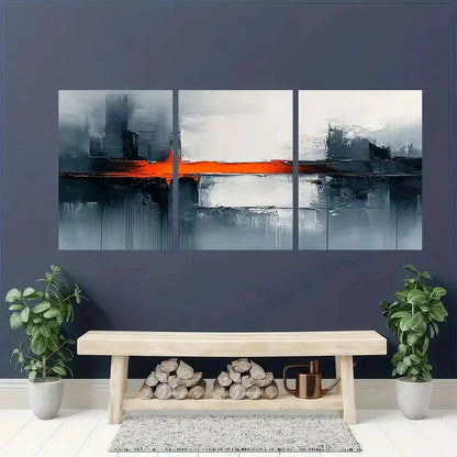 3pcs Abstract White and Black Textured Painting Metal Print Ready to Hang Art