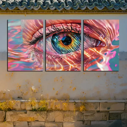 3pcs Beautiful Vibrant Eyes Glimpsing Metal Print Ready to Hang Art