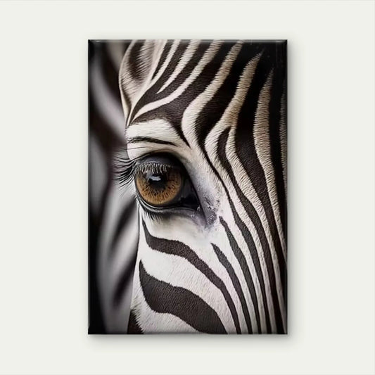Zebra'S Gaze Realistic Eye Detail  60x90cm Metal Print Ready to Hang