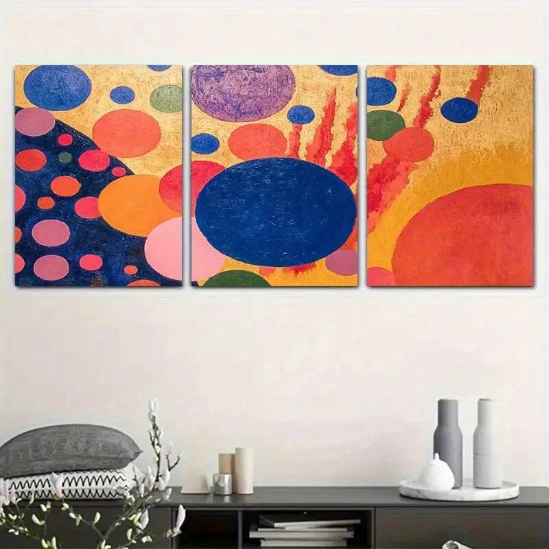 3pcs Vibrant Abstract Colorful Geometric Metal Print Ready to Hang Art