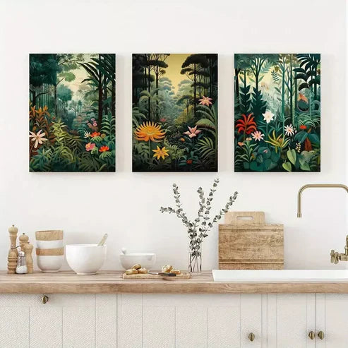 3pcs Flowers Trees & Forest Wall Art Canvas Framed 60x90cm - High Quality Print 100% Australian Made Wall Canvas Ready to Hang