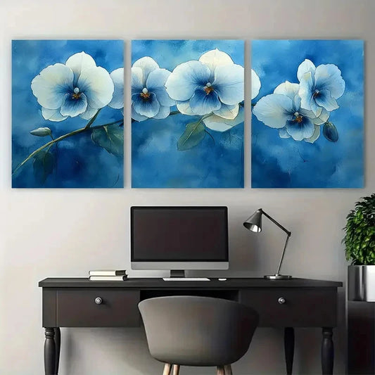 3pcs Floral Still Life White Orchid Watercolor Metal Print Ready to Hang Art