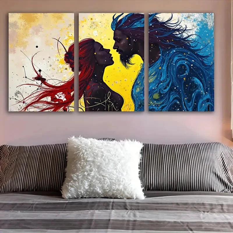 3pcs Woman Wall Art Painting Metal Print Ready to Hang Art