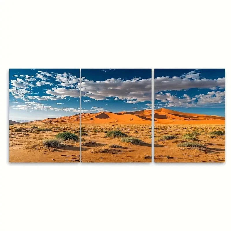 3pcs Erg Chebbi Dunes Travel Print Wall Art Set Canvas Framed 40x60cm - High Quality Print 100% Australian Made Wall Canvas Ready to Hang