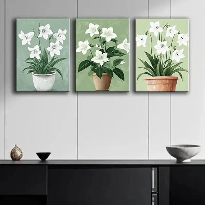 3pcs Elegant Floral Triptych Perfect Wall Art Set Canvas Framed 60x90cm - High Quality Print 100% Australian Made Wall Canvas Ready to Hang