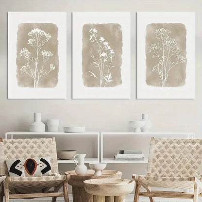 3pcs Boho Botanical Wall Decor Painting Metal Print Ready to Hang Art