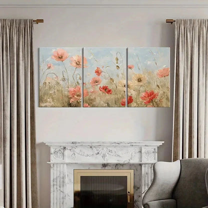 3pcs Abstract Floral Art Soft Pastel Colors Metal Print Ready to Hang Art