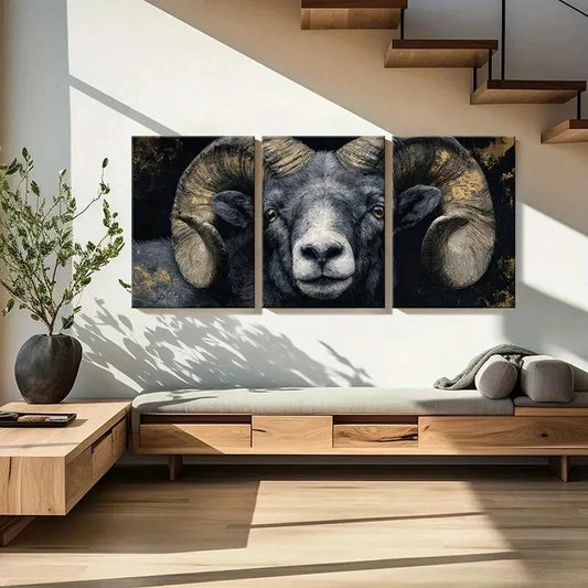 3pcs Rustic Horns Nature Wildlife Metal Print Ready to Hang Art