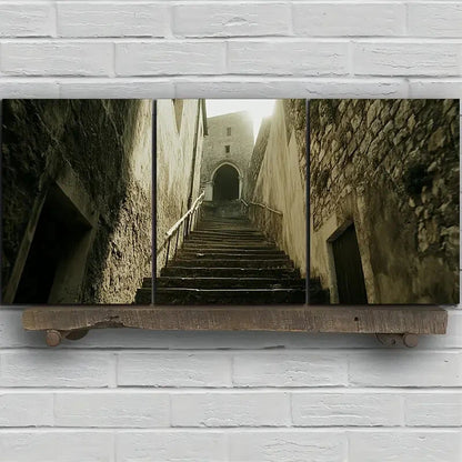 3pcs Sunshine on The Street Steps Metal Print Ready to Hang Art