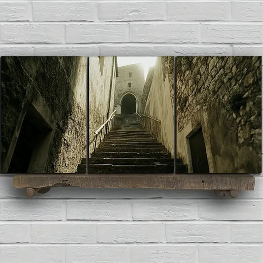 3pcs Sunshine on The Street Steps Metal Print Ready to Hang Art