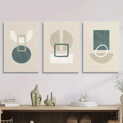 3pcs Colorful Abstract Geometric Shape Art Metal Print Ready to Hang Art