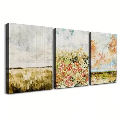 3pcs Vintage Meadow Painting Canvas Framed 60x90cm - High Quality Print 100% Australian Made Wall Canvas Ready to Hang