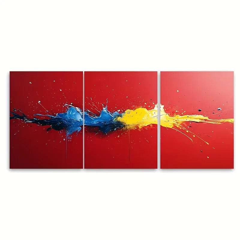 3pcs Abstract Splatter Print Metal Print Ready to Hang Art