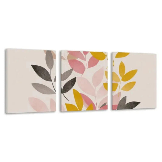 3pcs A Gentle Pattern Of Colorful Leaves  Wall Art Set Canvas Framed 60x90cm - High Quality Print 100% Australian Made Wall Canvas Ready to Hang