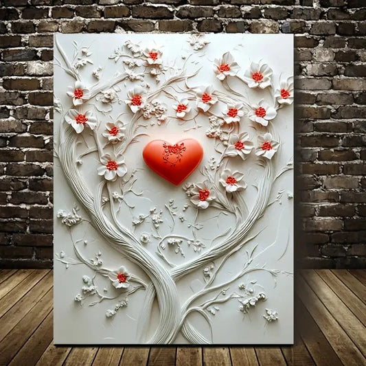 Beautiful Featuring Heart Blossoms Painting 40x60cm Metal Print Ready to Hang