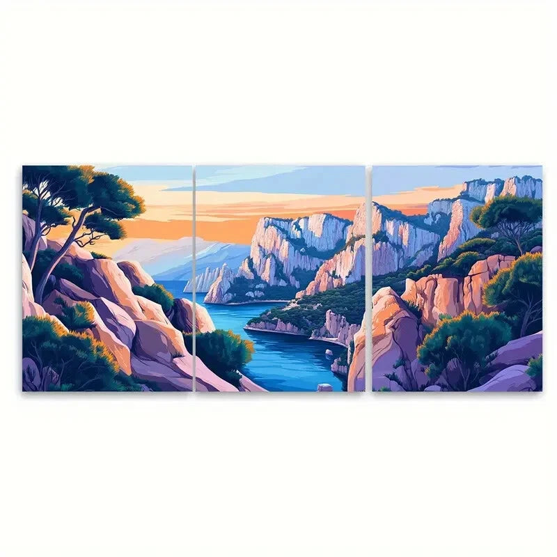 3pcs Calanques France Travel Landscape PosterMetal Print Ready to Hang Art