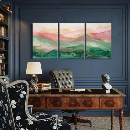 3pcs Abstract Landscape Art Elegant Wall Art Metal Print Ready to Hang Art