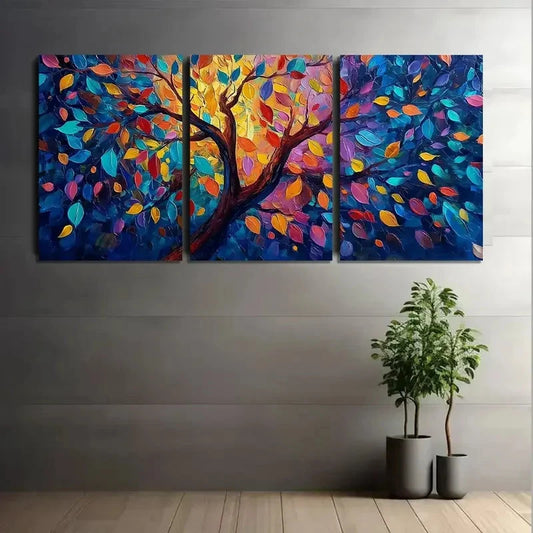 3pcs Abstract Tree Artwork Wall Painting Metal Print Ready to Hang Art