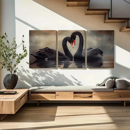 3pcs Black Swan Art Elegant Design Poster Metal Print Ready to Hang Art