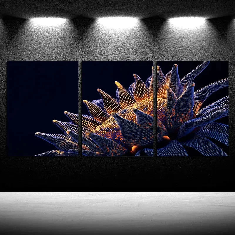 3pcs Vibrant Beautiful Sunflowers Illustration Metal Print Ready to Hang Art