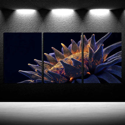 3pcs Vibrant Beautiful Sunflowers Illustration Metal Print Ready to Hang Art