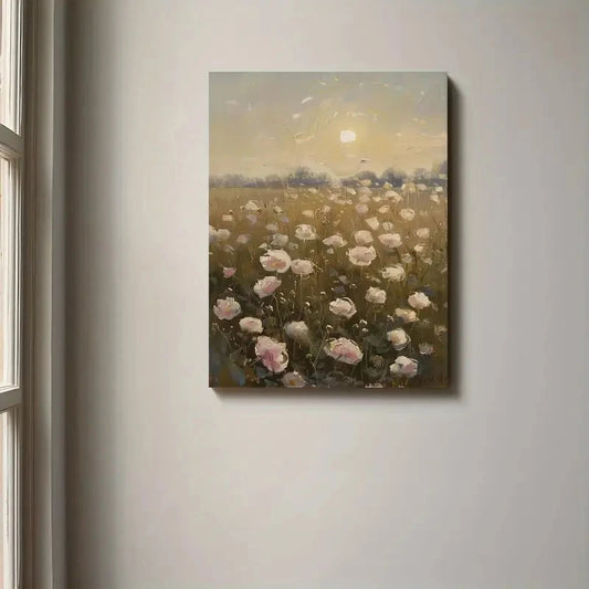 Beautiful Pink Wildflower Vintage Painting 40x60cm Metal Print Ready to Hang