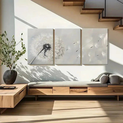 3pcs Minimalist Design Black White Floral Pattern Metal Print Ready to Hang Art