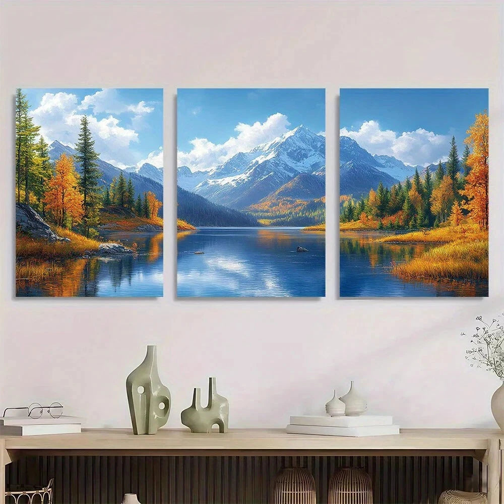3pcs Scenic Blue Sky White Clouds Summer Metal Print Ready to Hang Art