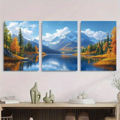 3pcs Scenic Blue Sky White Clouds Summer Metal Print Ready to Hang Art