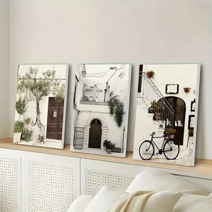 3pcs Italy Cityscape Oil Painting Wall Art Set Canvas Unframed - High Quality Print 100% Australian Made Wall Canvas