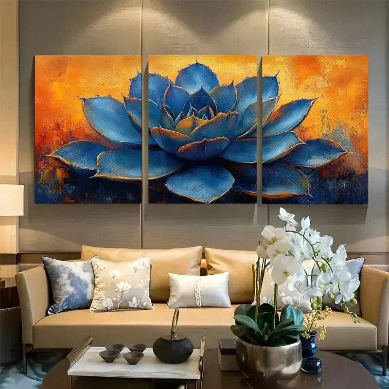 3pcs Abstract Agave Succulent Design Metal Print Ready to Hang Art