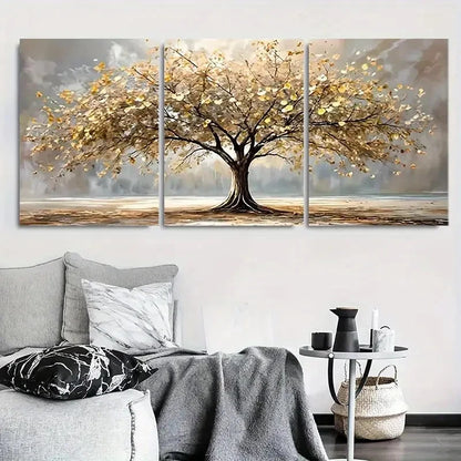 3pcs Elegant Fall Leaves Autumn Tree Metal Print Ready to Hang Art