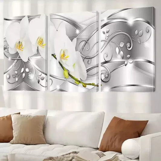 3pcs Minimalist Abstract Canvas with Silvery Wall Art Set Canvas Framed 50x70cm - High Quality Print 100% Australian Made Wall Canvas Ready to Hang