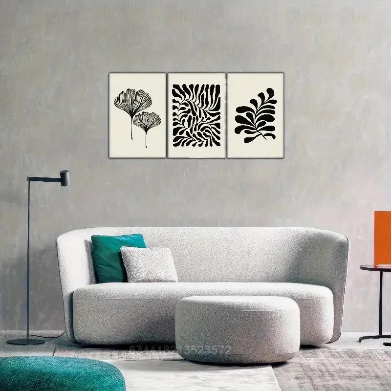 3pcs Black and white art Decor Print Metal Print Ready to Hang Art