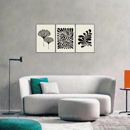 3pcs Black and white art Decor Print Metal Print Ready to Hang Art