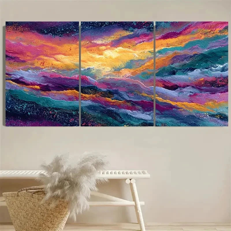 3pcs Cairngorm Mountain Boho Color Wall Art Set Canvas Framed 60x90cm - High Quality Print 100% Australian Made Wall Canvas Ready to Hang