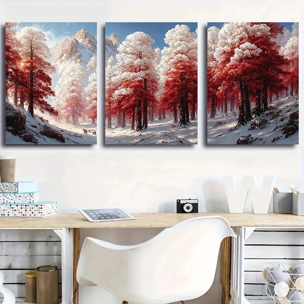 3pcs Sunlight Snow Crystal White Frost Metal Print Ready to Hang Art