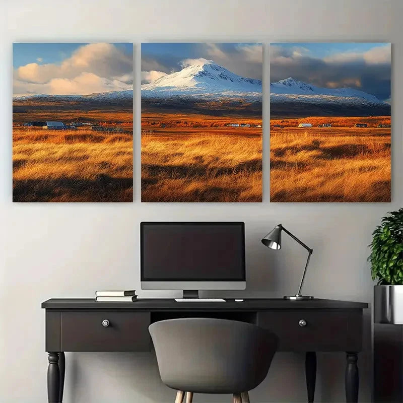 3pcs Vantajokull Iceland Travel Natural & Urban Metal Print Ready to Hang Art