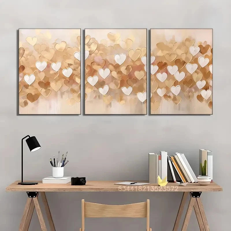 3pcs Valentine's Day Art Prints Heart Prints Metal Print Ready to Hang Art
