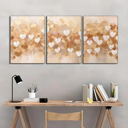 3pcs Valentine's Day Art Prints Heart Prints Metal Print Ready to Hang Art