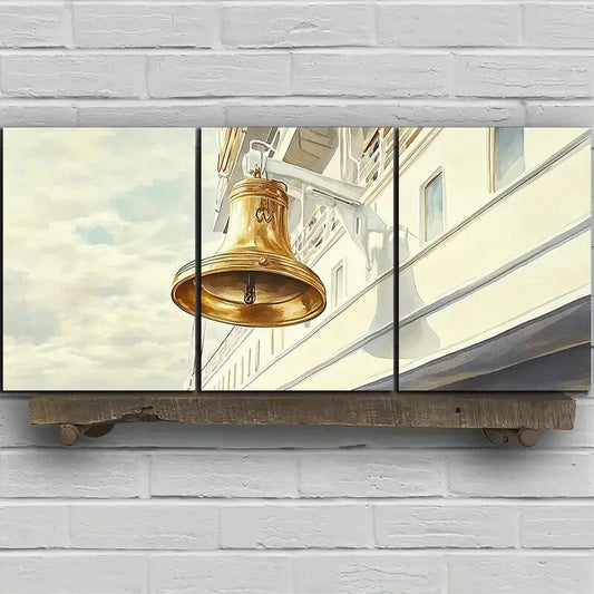 3pcs A Corner of The Ship Big Bell Metal Print Ready to Hang Art