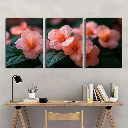 3pcs Impatiens Flower Vibrant Touch-Me-Not Design Metal Print Ready to Hang Art